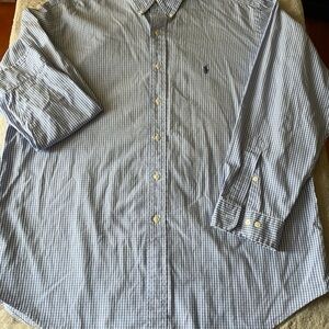 Ralph Lauren Yarmouth Blue Checkered Shirt 17 34/35 100% cotton